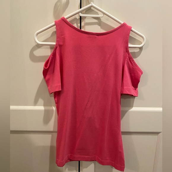 NWOT VENUS SMALL COLD SHOULDER SHORT SLEEVE TOP IN PINK - Picture 6 of 7